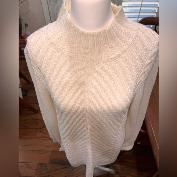 Women’s Nurture Chunky Knit Ivory Sweater Wool Blend Fisherman Cable Knit XL - Picture 1 of 9
